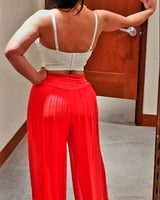 Comodo silky Palazzo Pants (Red) - view 3