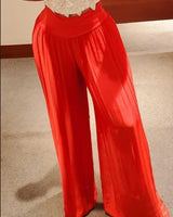 Comodo silky Palazzo Pants (Red) - front view
