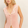 Contrast Trim Knit Vest Top - blush - Palazzo Couture Online