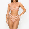 2 Pcs Rhinestone Strappy Bikini (Orange) - front view
