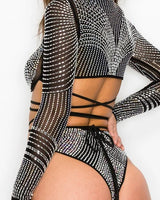 2pcs Rhinestone Bikini Set – Black - view 7