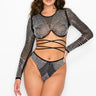 2pcs Rhinestone Bikini Set – Black - front view
