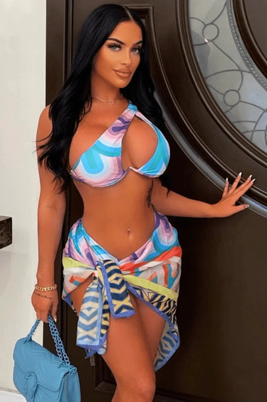 Oasis Bikini Set w/Wrap Blue Multicolored - view 2