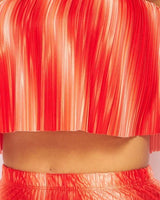 Flared bandeau top and straight leg pants set (Orange) - view 6