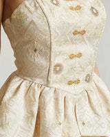 Enchanted Champagne Romper with Brocade Peplum - view 4