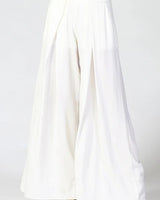 Solid Wide Off White Palazzo Pants - view 4
