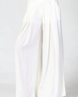 Solid Wide Off White Palazzo Pants - view 5