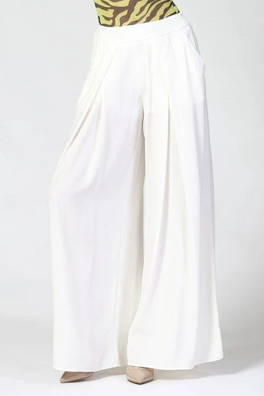 Solid Wide Off White Palazzo Pants - view 5