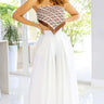 Solid Wide Off White Palazzo Pants - front view