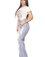 Vibrant Forever Distressed Jeans – Light Wash Stretch Denim - view 2