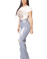 Vibrant Forever Distressed Jeans – Light Wash Stretch Denim - view 3