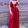 Solid Wide Palazzo pants (Red) - front view