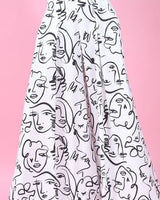 Face Graphic Print Palazzo Pants - White - view 4