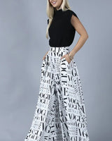 Vogue Print White Palazzo Pants - view 2