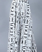 Vogue Print White Palazzo Pants - view 3