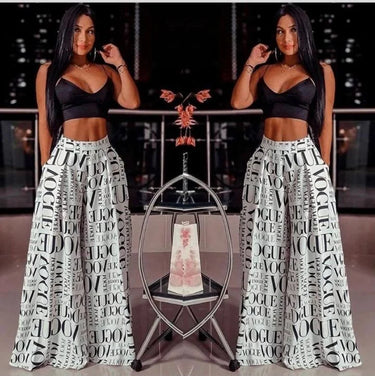 Vogue Print White Palazzo Pants - view 4