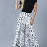 Vogue Print White Palazzo Pants - front view