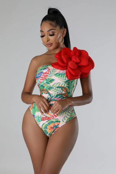 Cora Babe One Shoulder Swimsuit with Floral Detail - view 2