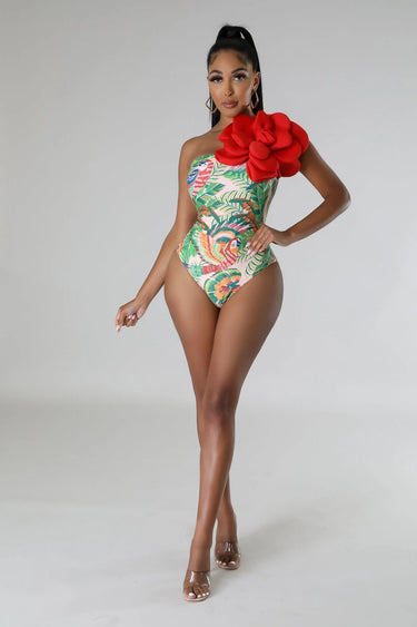Cora Babe One Shoulder Swimsuit with Floral Detail - view 3