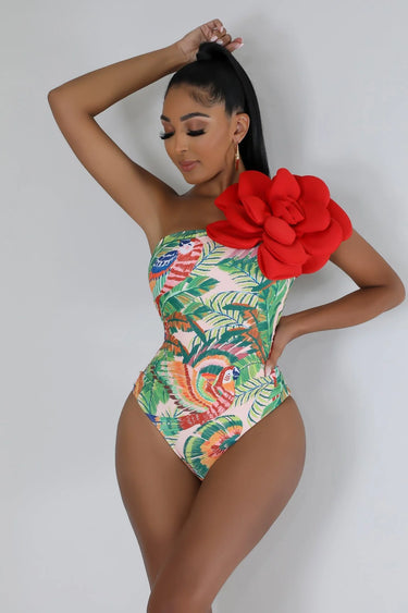 Cora Babe One Shoulder Swimsuit with Floral Detail - view 4