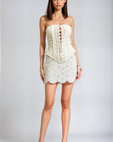 Corset Bloom Skirt Set - NaturalWhite - Palazzo Couture Online