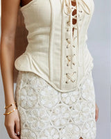 Corset Bloom Skirt Set - NaturalWhite side view showing skirt silhouette and fit