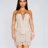 Elegant Naturalwhite corset two piece skirt set styled for going out
