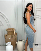 Women's  midi dress corset style back view