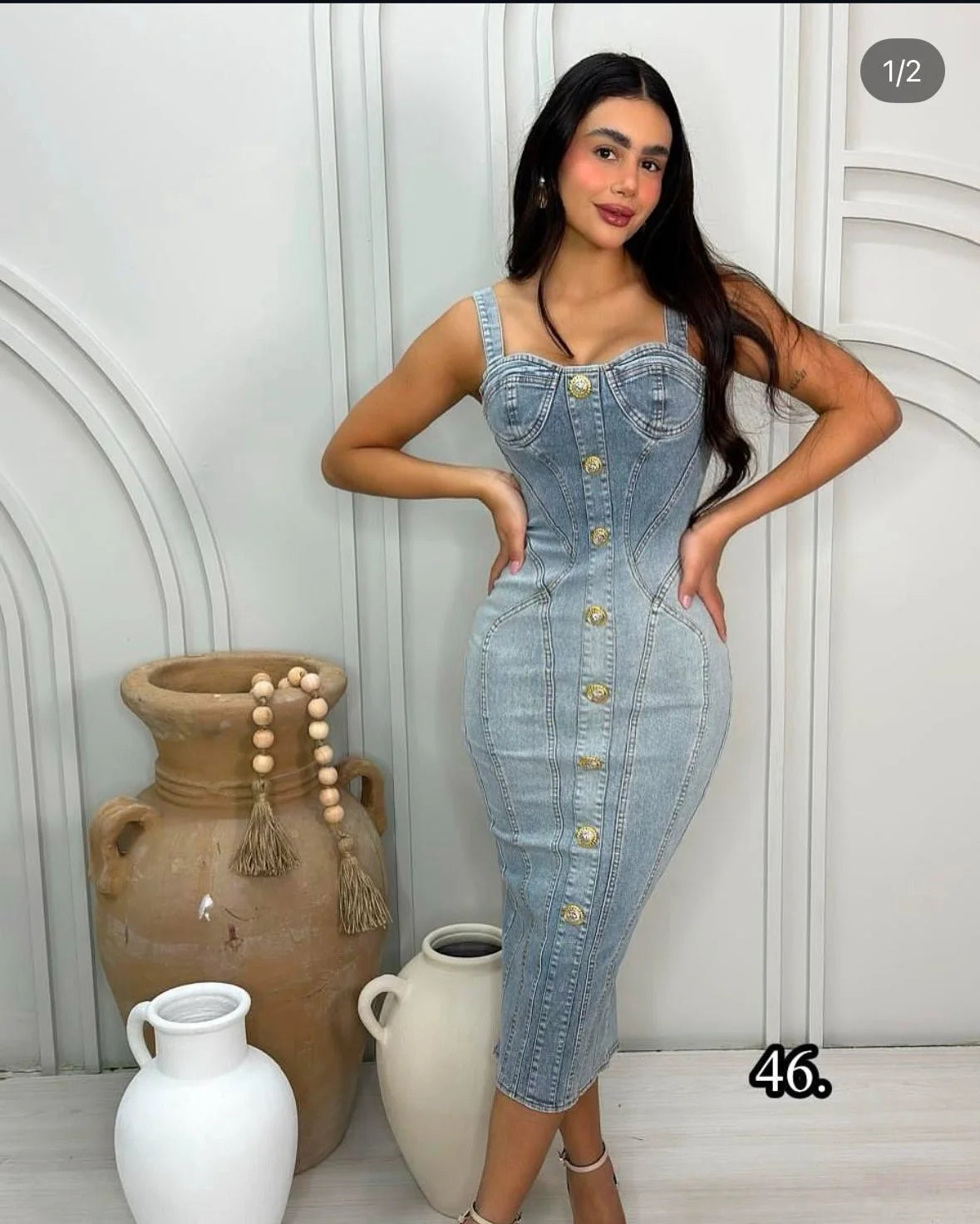 denim corset midi dress denim corset midi dress 8 / dark wash