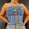 Corset Jean Metallic Gold blue - Palazzo Couture Online