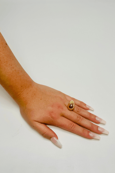 Gold open ring with minimalist spherical design