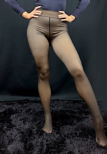 Cozy Comfort Fleece - Lined Thick Tights (Black) - Palazzo Couture Online
