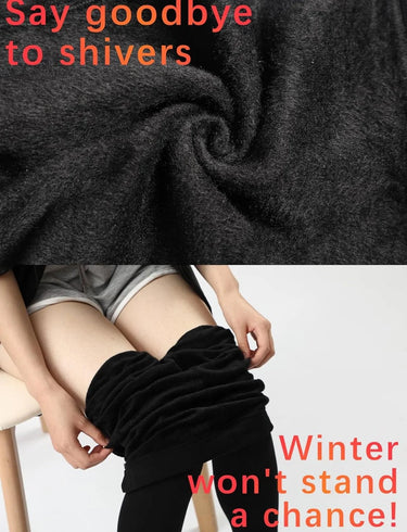 Cozy Comfort Fleece-Lined Thick Tights (All Black) - women's fashion tights accessory
