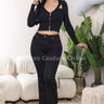 Cozy Night Black Knit Top with Heart Cutout front view showing long sleeve design