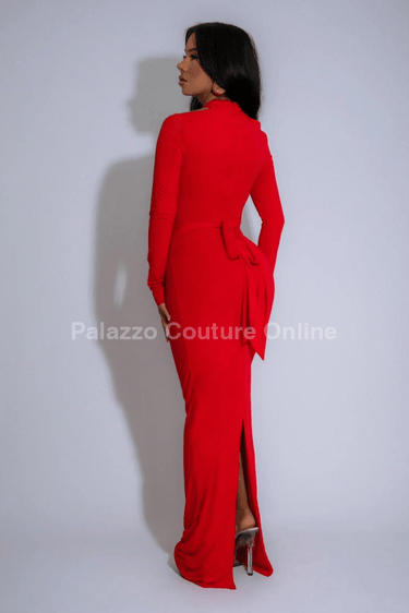 Crimson Allure Maxi Dress (Red) - Palazzo Couture Online
