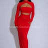 Crimson Allure Maxi Dress (Red) front view showing full-length maxi silhouette