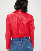 Crimson Chic Biker Jacket (Red) - Palazzo Couture Online