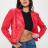 Crimson Chic Biker Jacket (Red) - Palazzo Couture Online