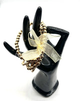 Crisol Clover Gold Beaded Bracelet (White) - trendy women's jewelry