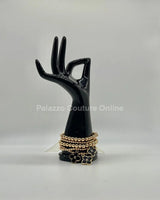 Crisol Clover Gold Beaded Bracelet Black - trendy women's jewelry