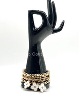 Crisol Clover Gold Beaded Bracelet (White) - women's statement jewelry