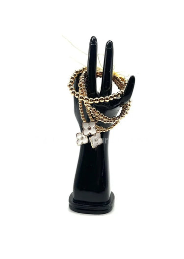 Crisol Clover Gold Beaded Bracelet (White) - stylish accessory for every outfit