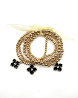 Crisol Clover Gold Beaded Bracelet Black - stylish accessory for every outfit
