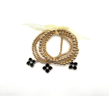 Crisol Clover Gold Beaded Bracelet Black - stylish accessory for every outfit