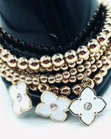 Crisol Clover Gold Beaded Bracelet (White) - elegant piece by Palazzo Couture