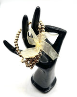 Crisol Clover Gold Beaded Bracelet (White) - Palazzo Couture Online