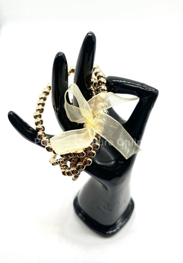 Crisol Clover Gold Beaded Bracelet (White) - Palazzo Couture Online