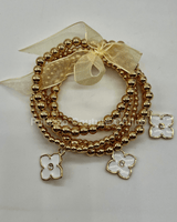 Crisol Clover Gold Beaded Bracelet (White) - Palazzo Couture Online