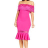 Crochet Band Fuchsia Midi Dress front view showing full midi length silhouette