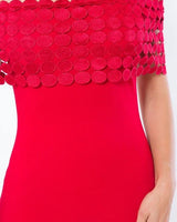 Women's Red midi dress crochet style back view